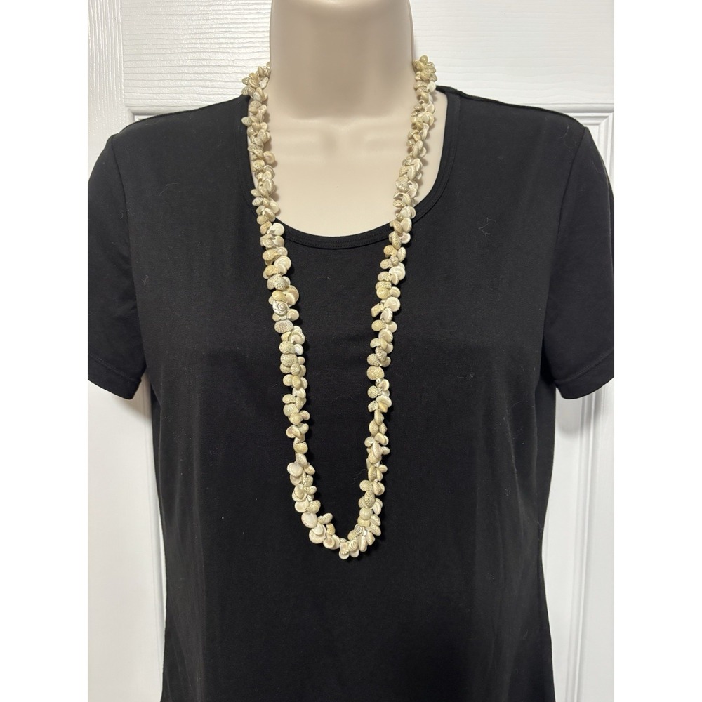 Tan Seashell Lei Long Necklace Beach Vacation Resort Chunky Mermaid Travel